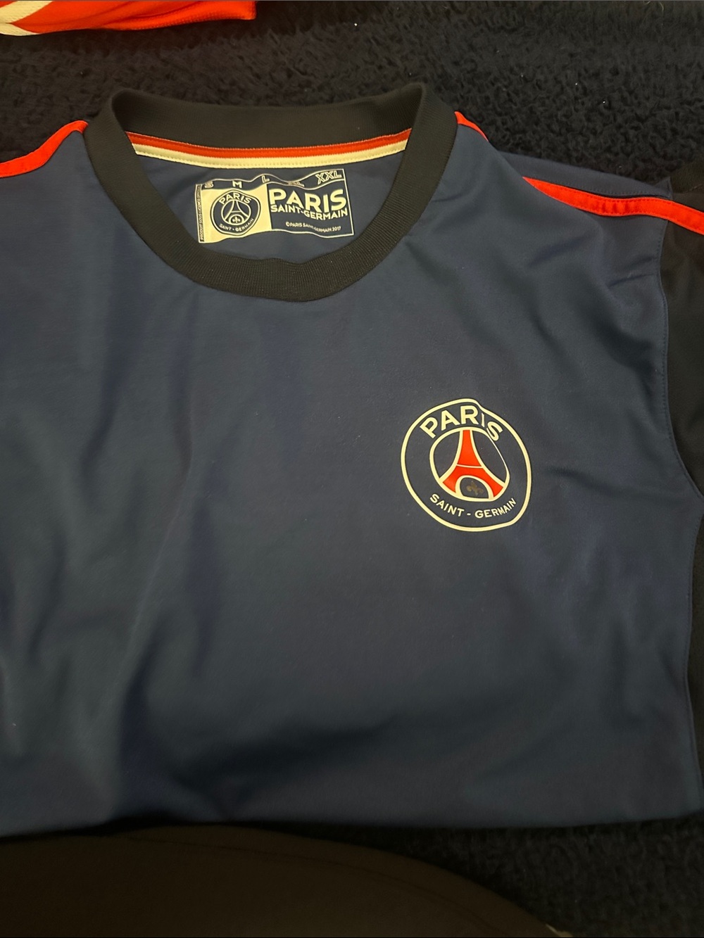 Kids Navy Short-Sleeve Jersey with Red Accents